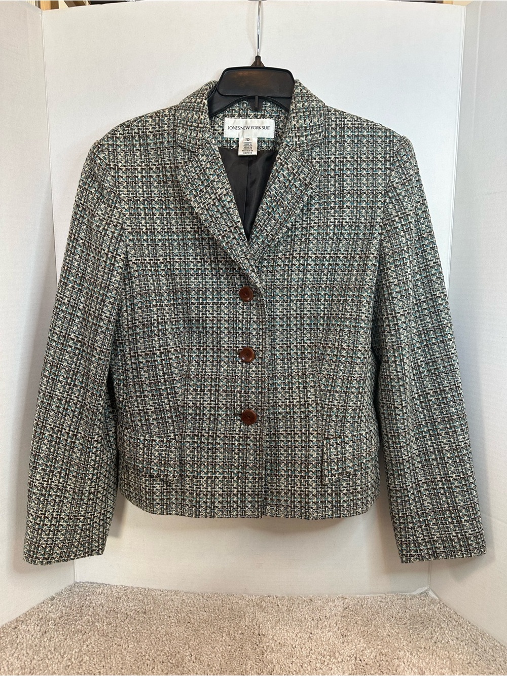 Jones New York Women’s Tweed Blazer Jacket - Multi-Grey, size 10, pre loved